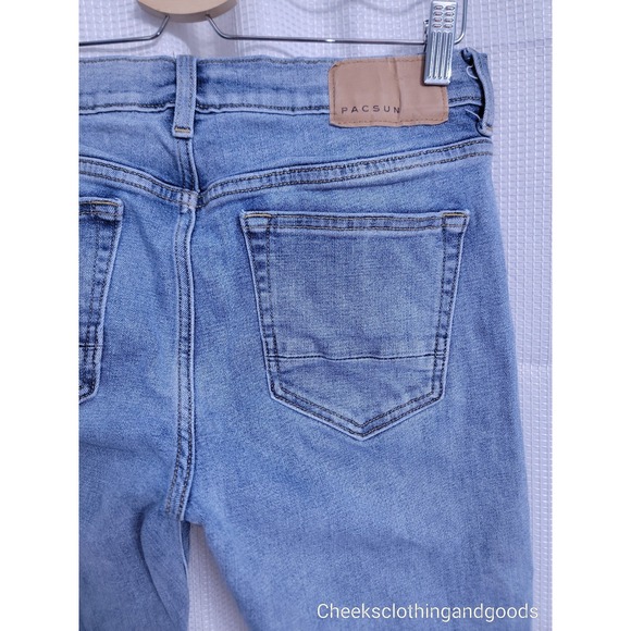 Pacsun Slim Taper Indigo Wash Distressed Jeans Mens  29x30 - Picture 6 of 10